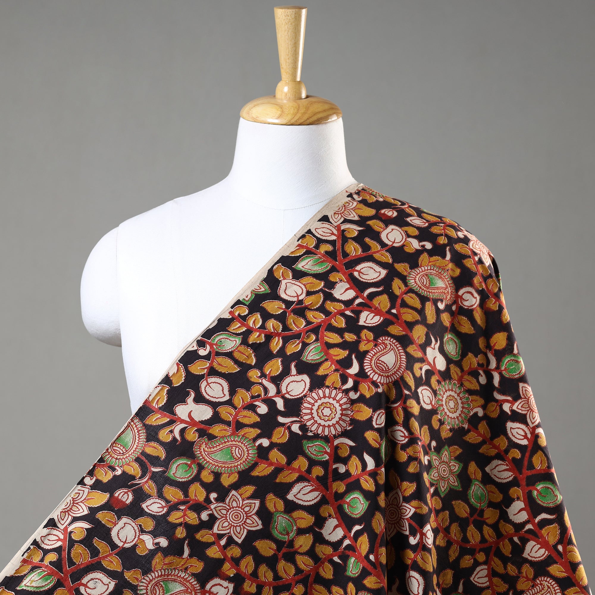 SOUTH KARGHA Black - Kalamkari Printed Cotton Fabric
