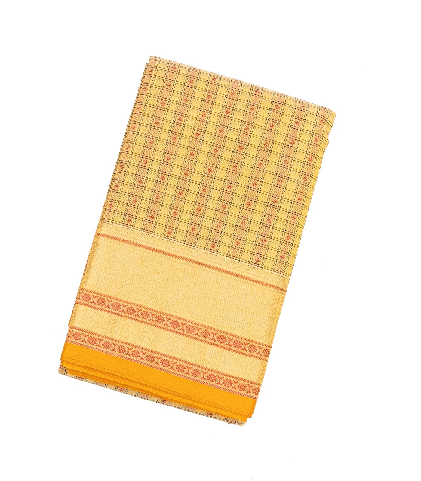 RmKV Sandal Handloom Kanchi Cotton Saree With Checks & Diamond Motifs