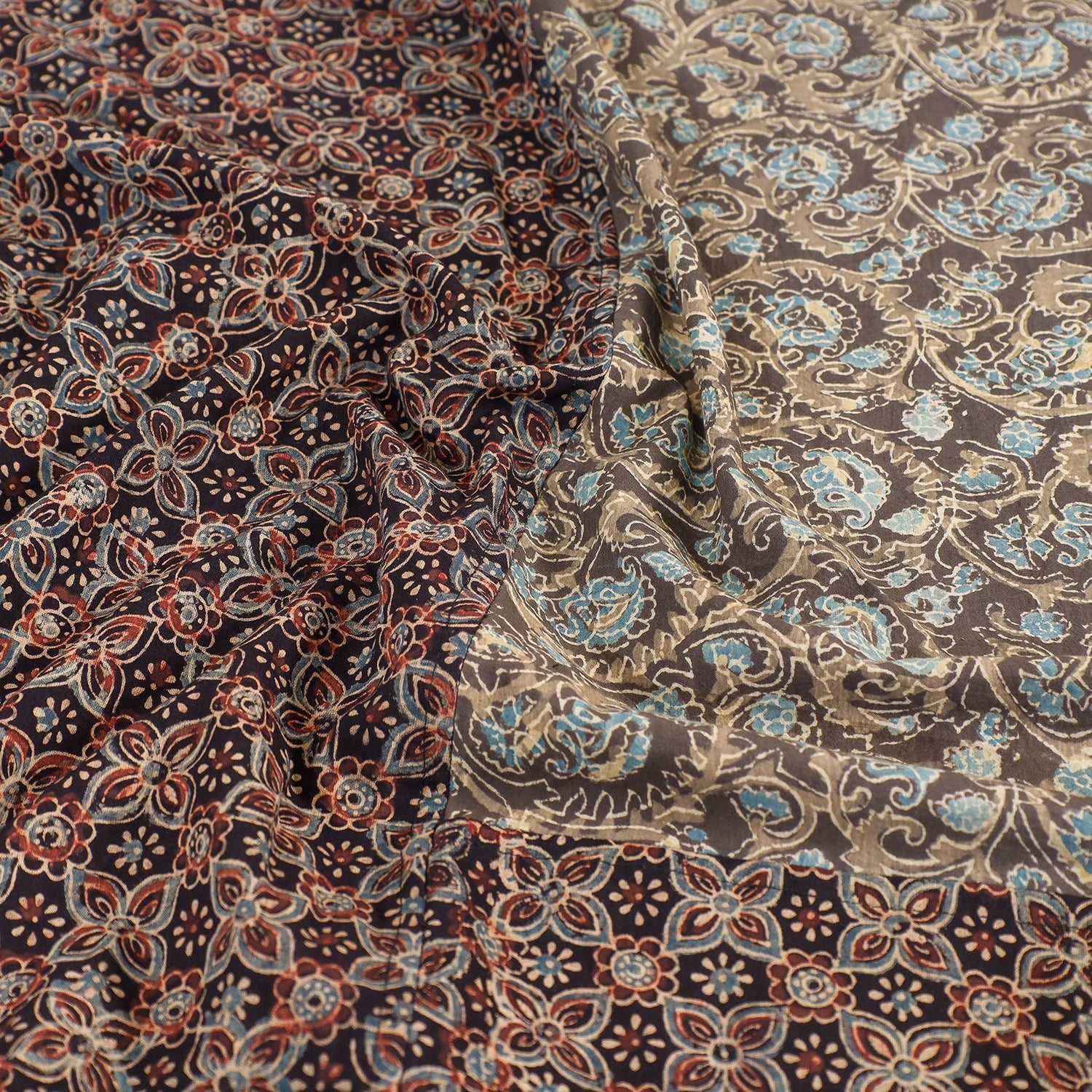 HAVELI CHRONICLES Brown - Ajrakh Patch Tukdi Kaam Cotton Double Bed Cover with Pillow Covers (109 x 86 in) - view 5
