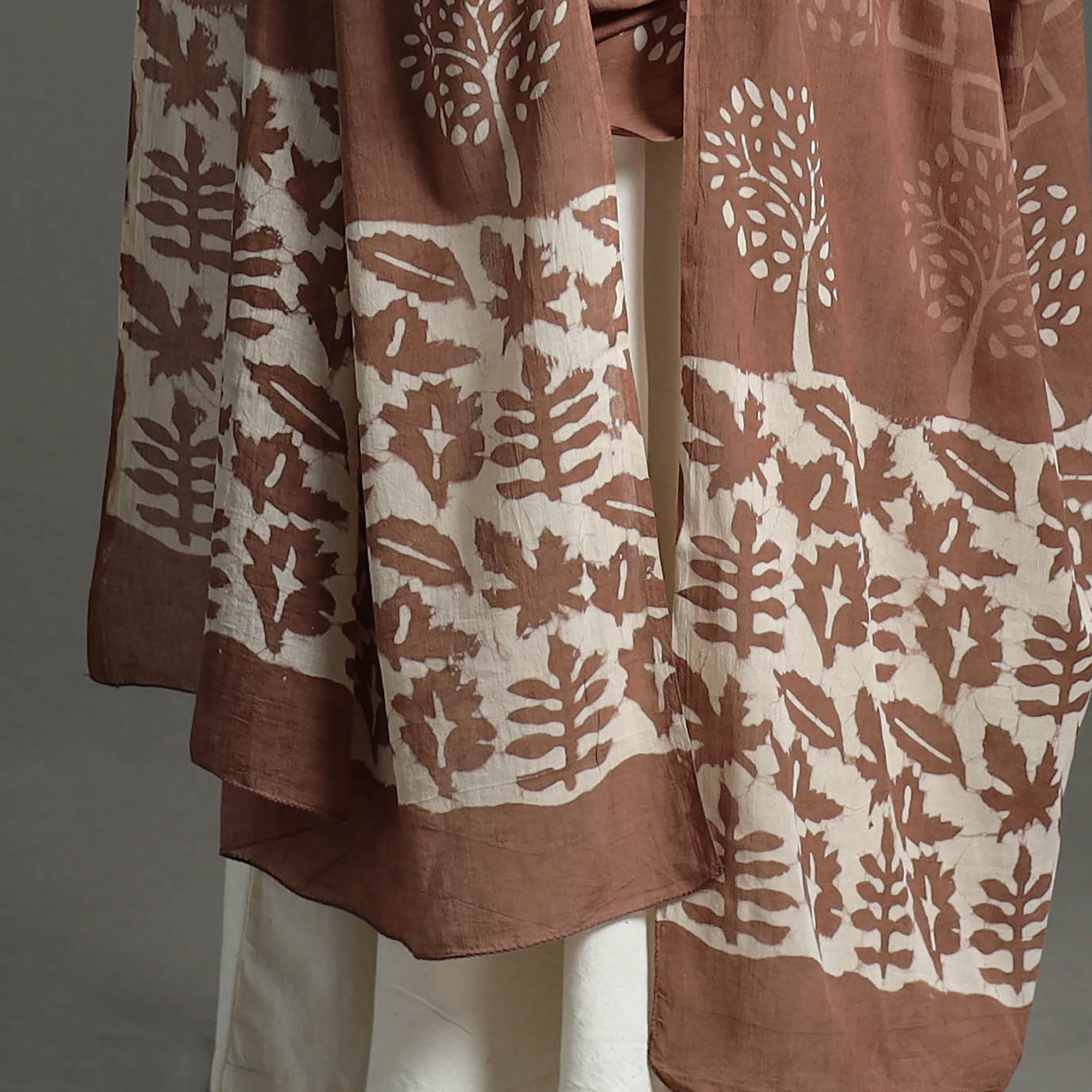 BAGRU DABU PRINTS Brown - Block Print Mul Cotton Dabu Bagru Dupatta 04 - view 4