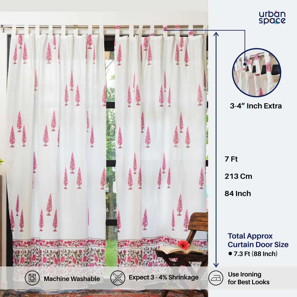 Urban Space -Home Furnishing Store 100% MalMal Cotton Curtains, Semi-Transparent with Tab Top, Pack of 2 Curtains - Ace of Spade Pink - view 7