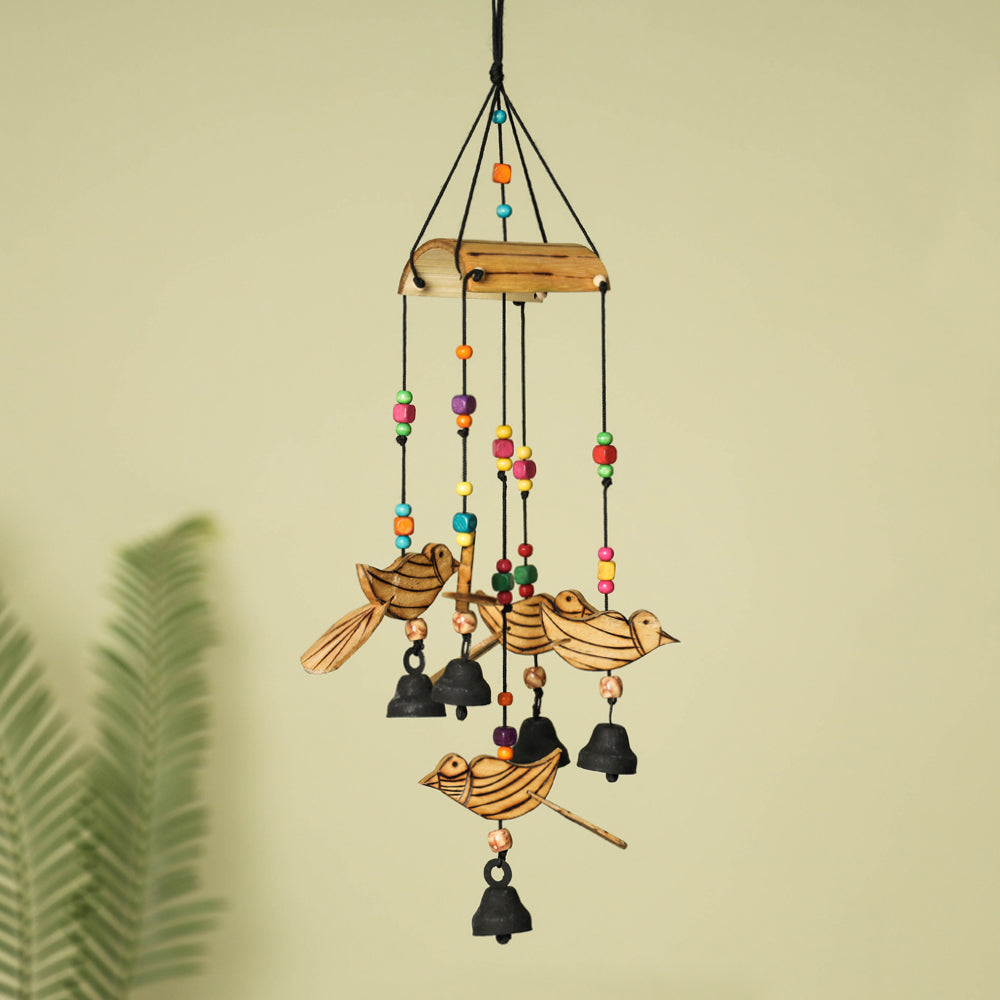 ITOKRI CRAFTS INITIATIVE Bird - Hand Carved Khamhar Wood Jhoomar / Hanging