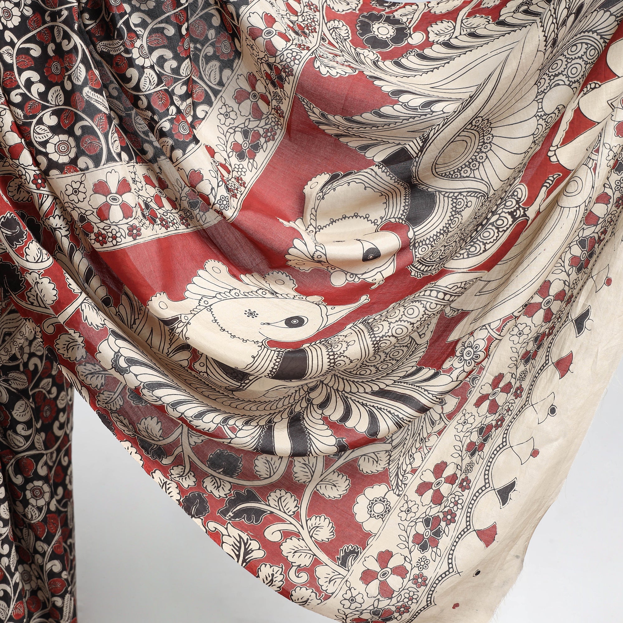 SOUTH KARGHA Multicolor - Kalamkari Printed Silk Cotton Saree - view 5