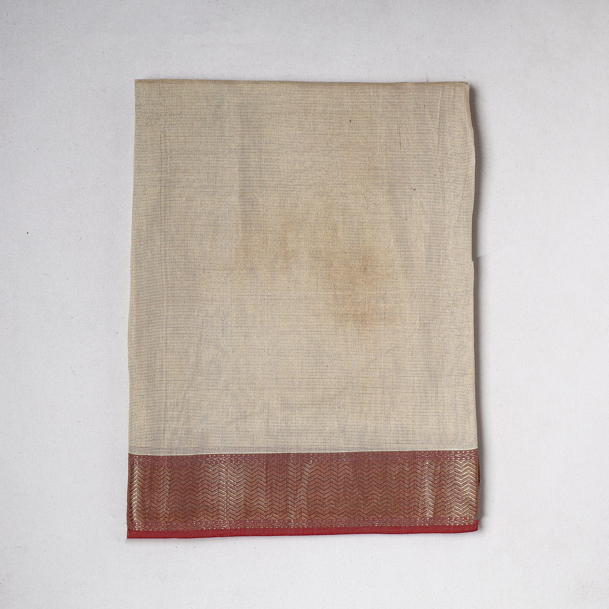 CHANDERI BY RAUPH KHAN Beige - Traditional Chanderi Silk Handloom Precut Fabric (1.3 meter)