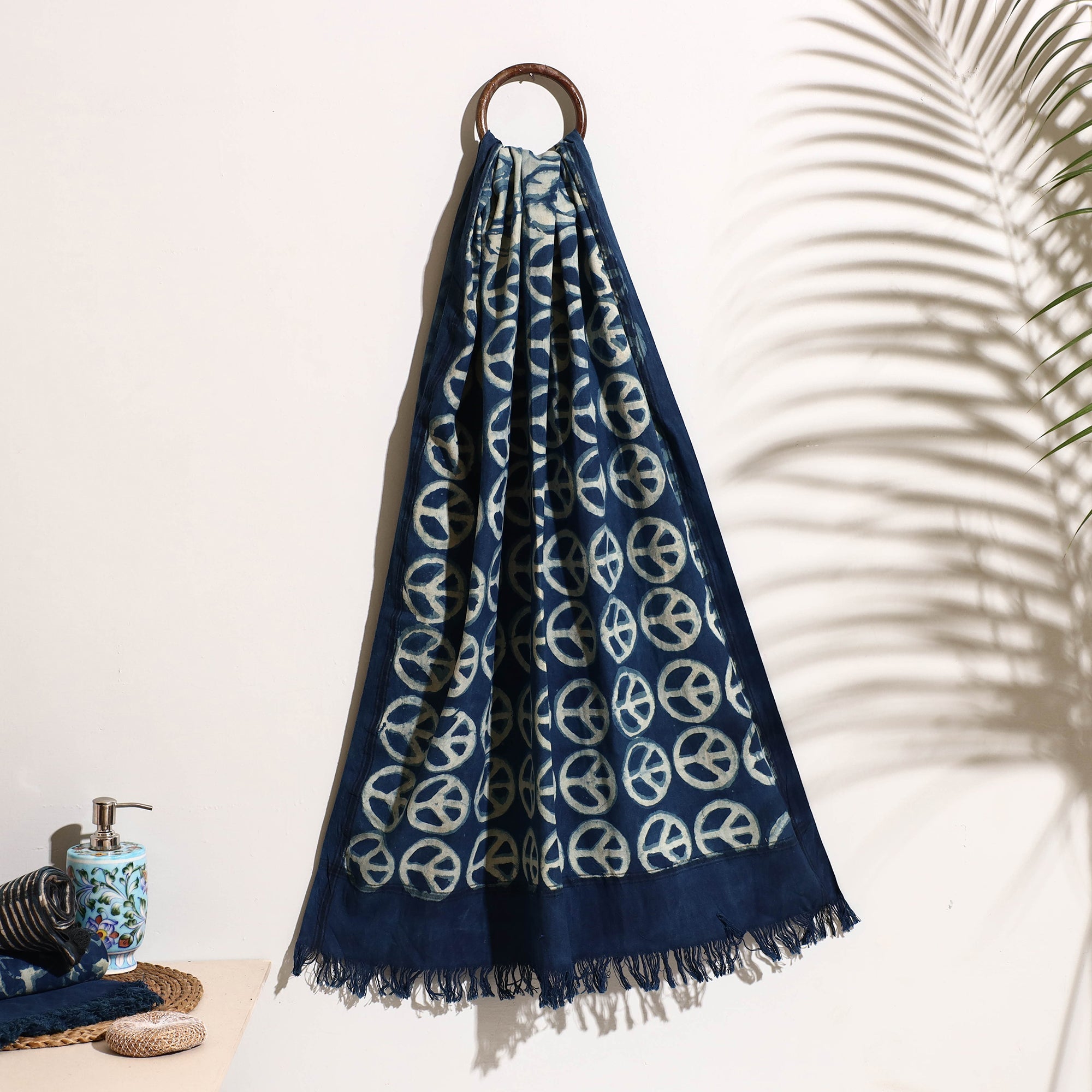 BINDAAS UNLIMITED Blue - Bindaas Block Printed Handloom Cotton Towel