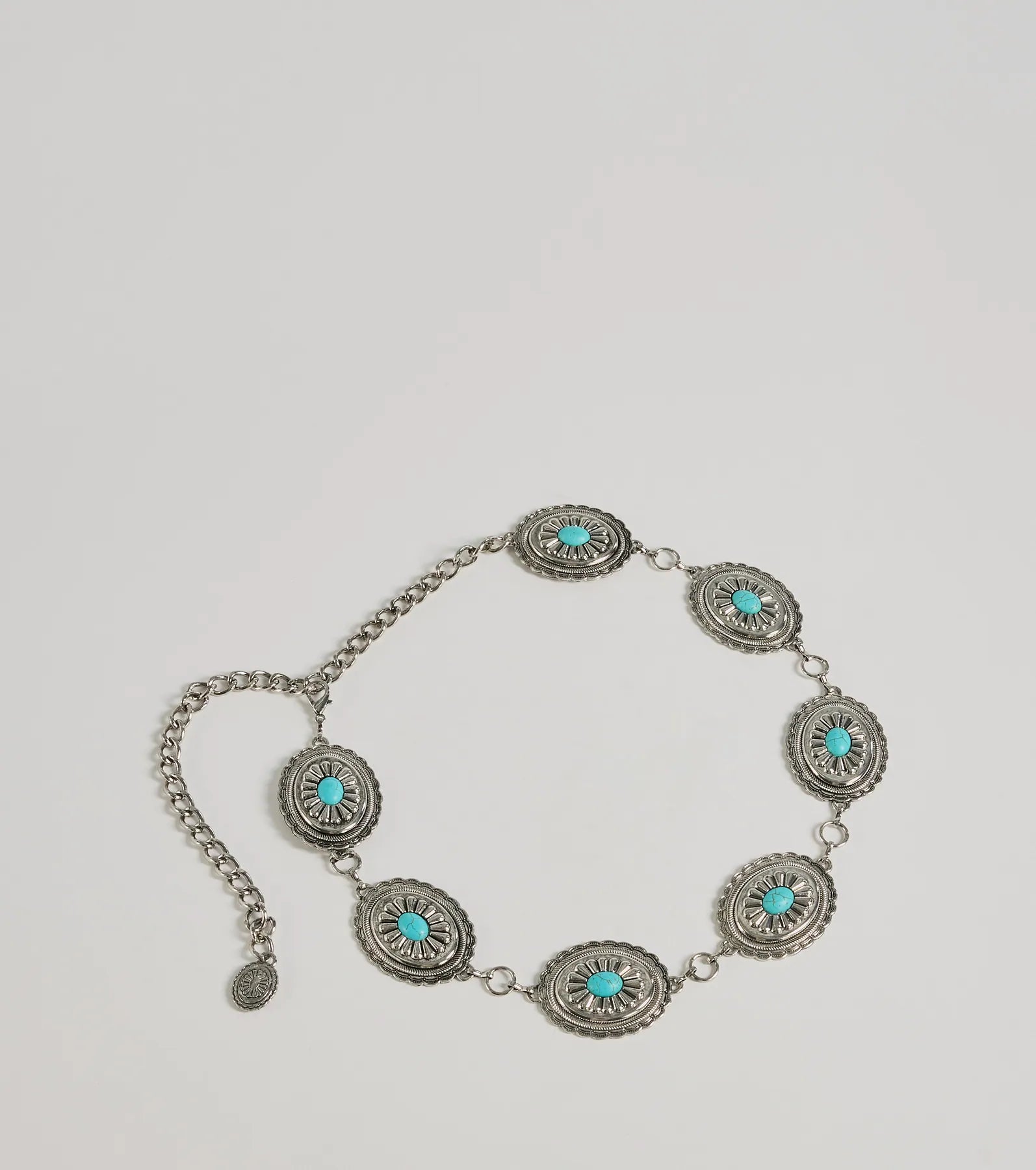 Windsor Western Flair Oval Concho Stone Chain Belt