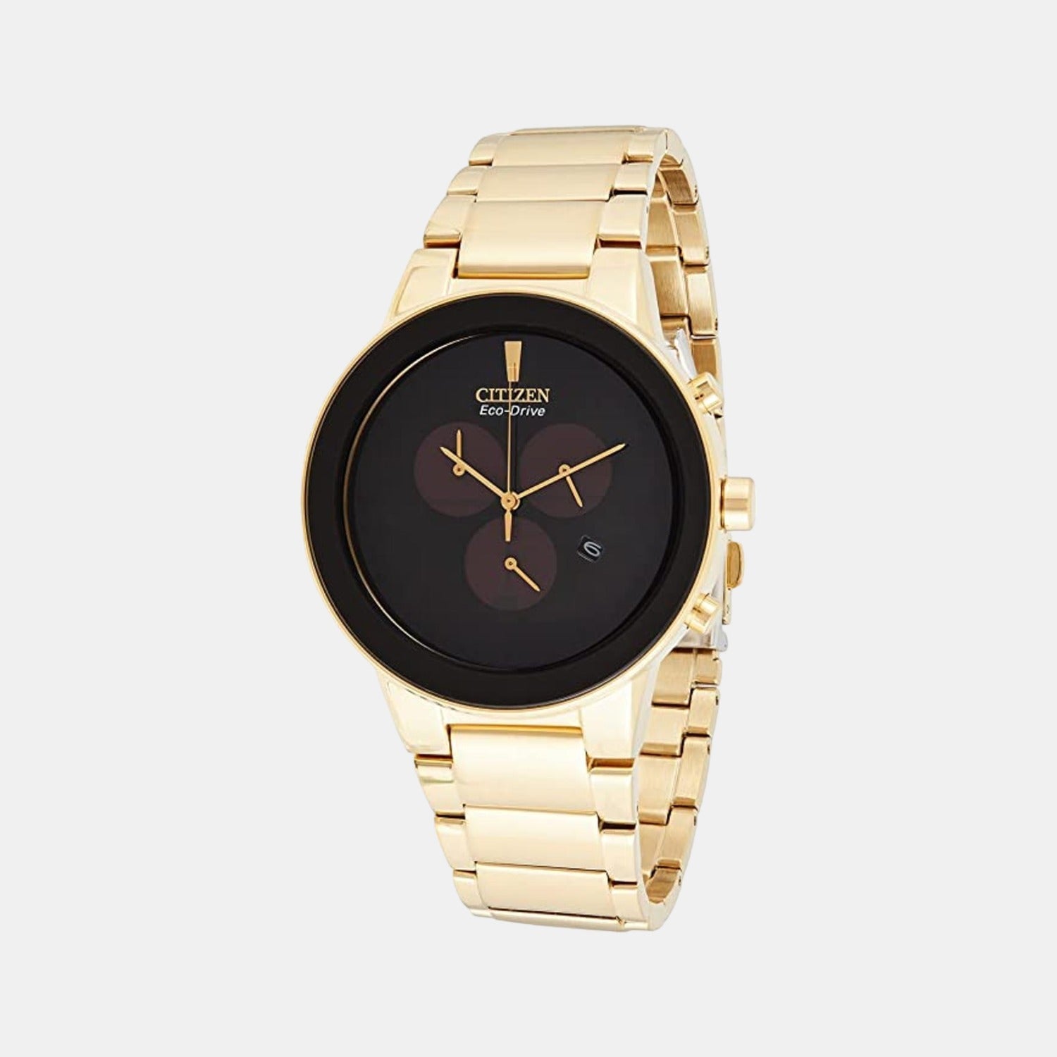 Citizen Axiom Men Eco-Drive Black Dial Chronograph Stainless Steel Watch AT2242-55E