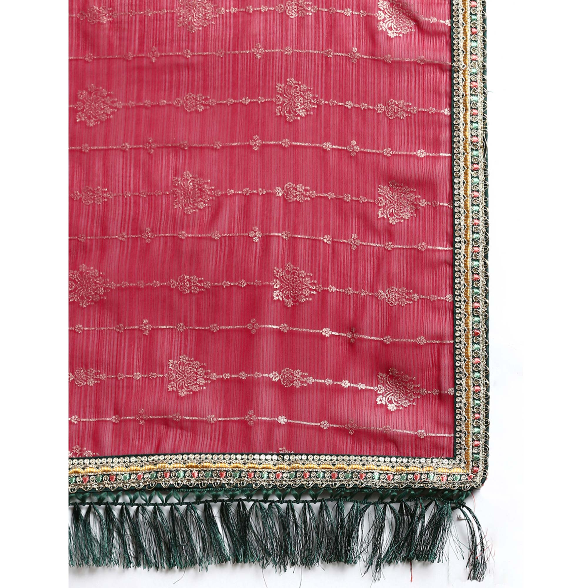 Peachmode Maroon Foil Printed With Fancy Border Zomato Silk Saree - view 5