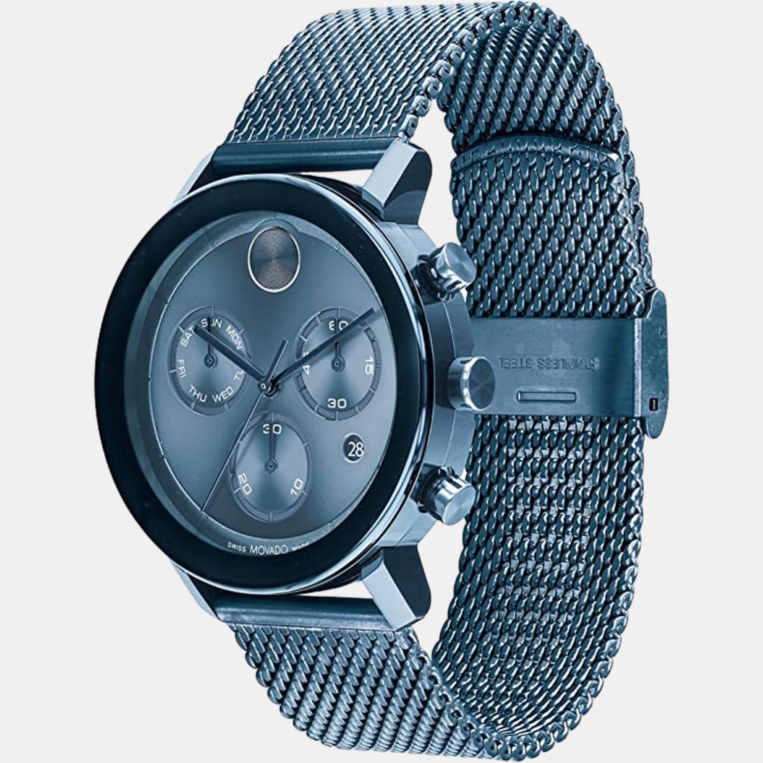 Movado Bold Evolution Men Quartz Blue Dial Chronograph Stainless Steel Watch 3600809 - view 2