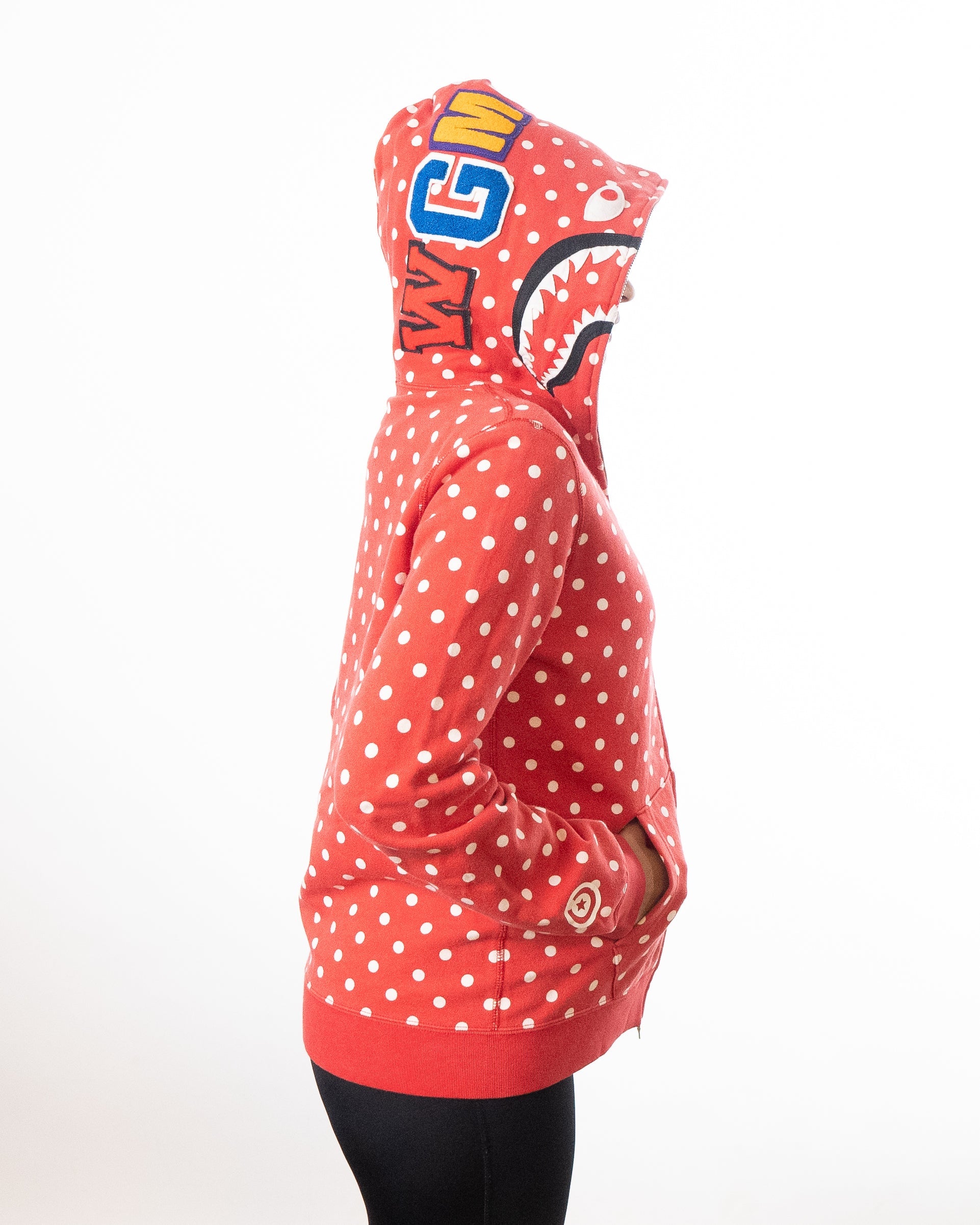 AAPE BY BATHING APE Aape By A Bathing Ape Shark Polka Dot Hoodie - Red - view 3