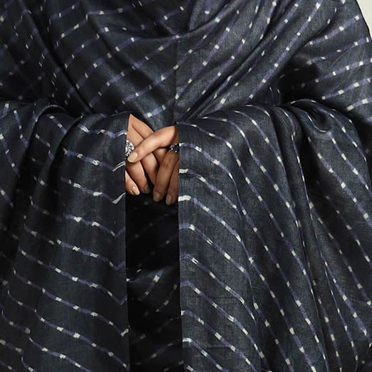 LEHARIYA BY BADSHAH MIYAN Black - Traditional Tie & Dye Tussar Silk Leheriya Dupatta 28 - view 4