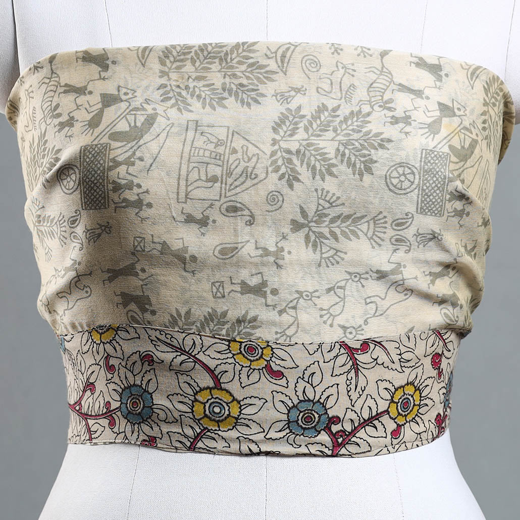 NOORI BAZAR Beige - Warli Printed Silk Cotton Blouse Piece - view 3