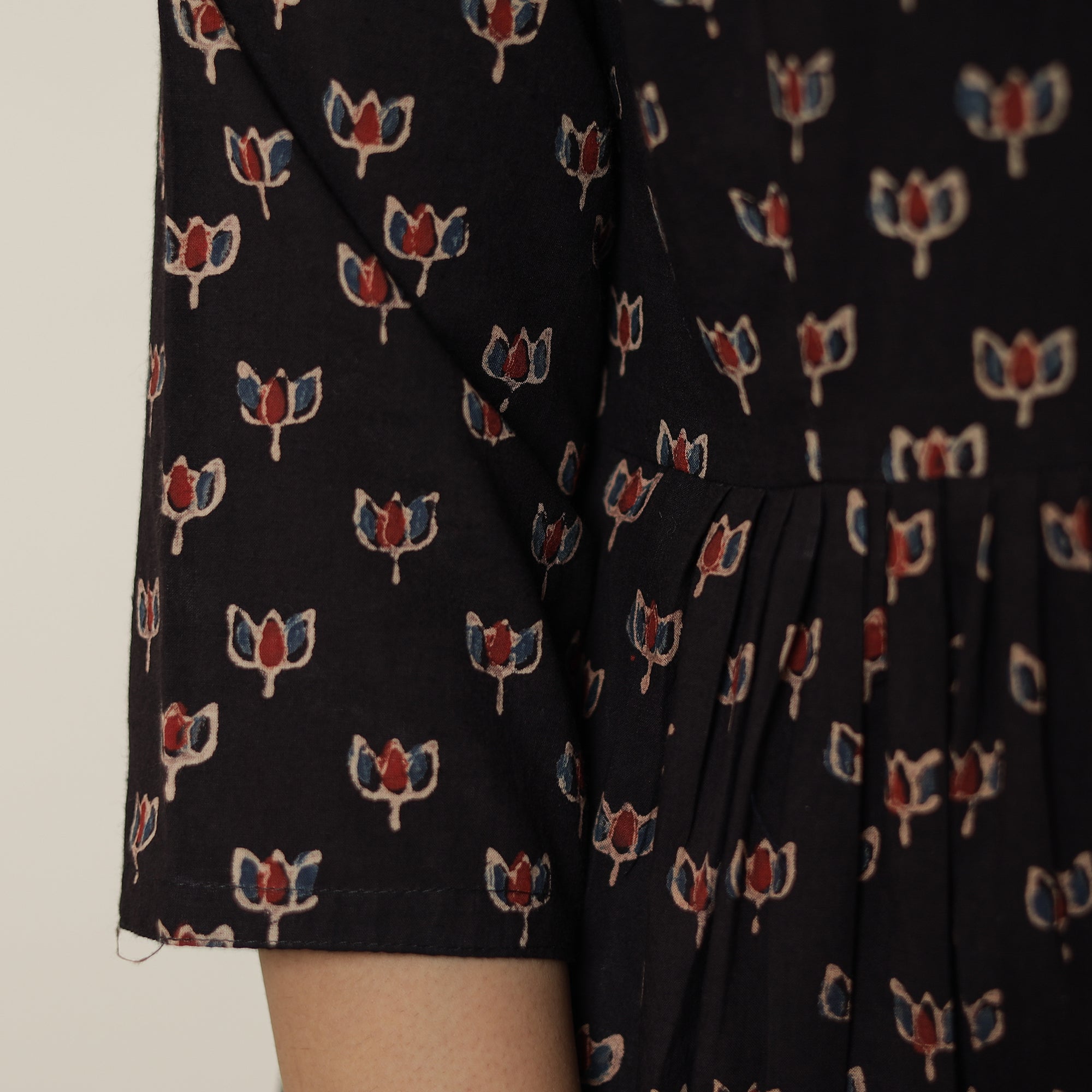 ITOKRI CASUALS Black - Ajrakh Block Printed Cotton Flared Kurta 03 - view 6