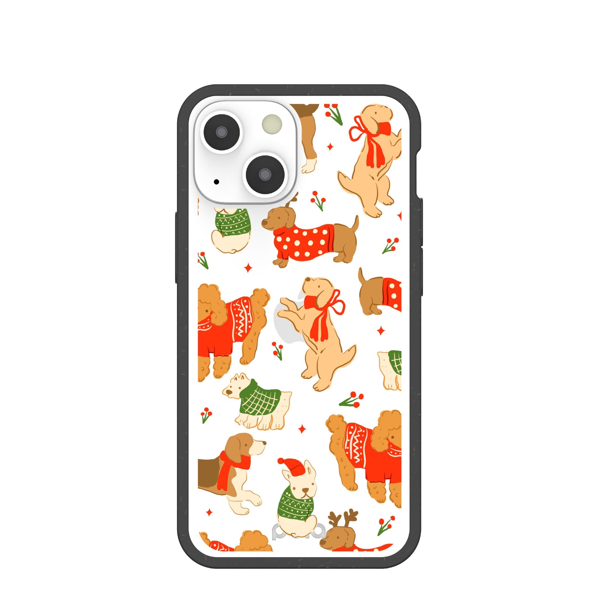 BlackTree Clear Jolly Doggos iPhone 13 Mini Case With Black Ridge