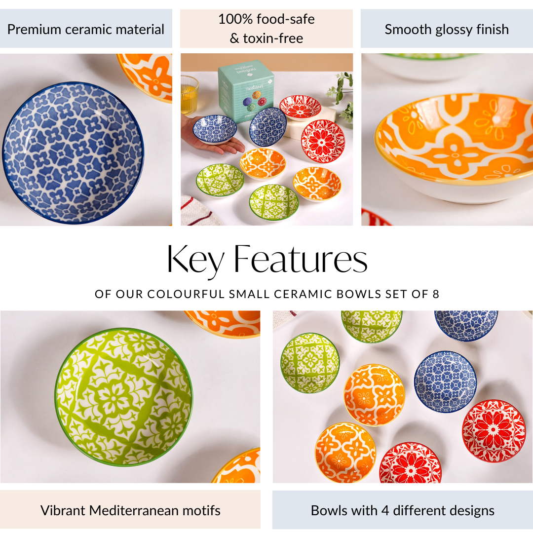 Nestasia Mediterranean Vibrancy Small Ceramic Bowls Set Of 8 70ml - view 4