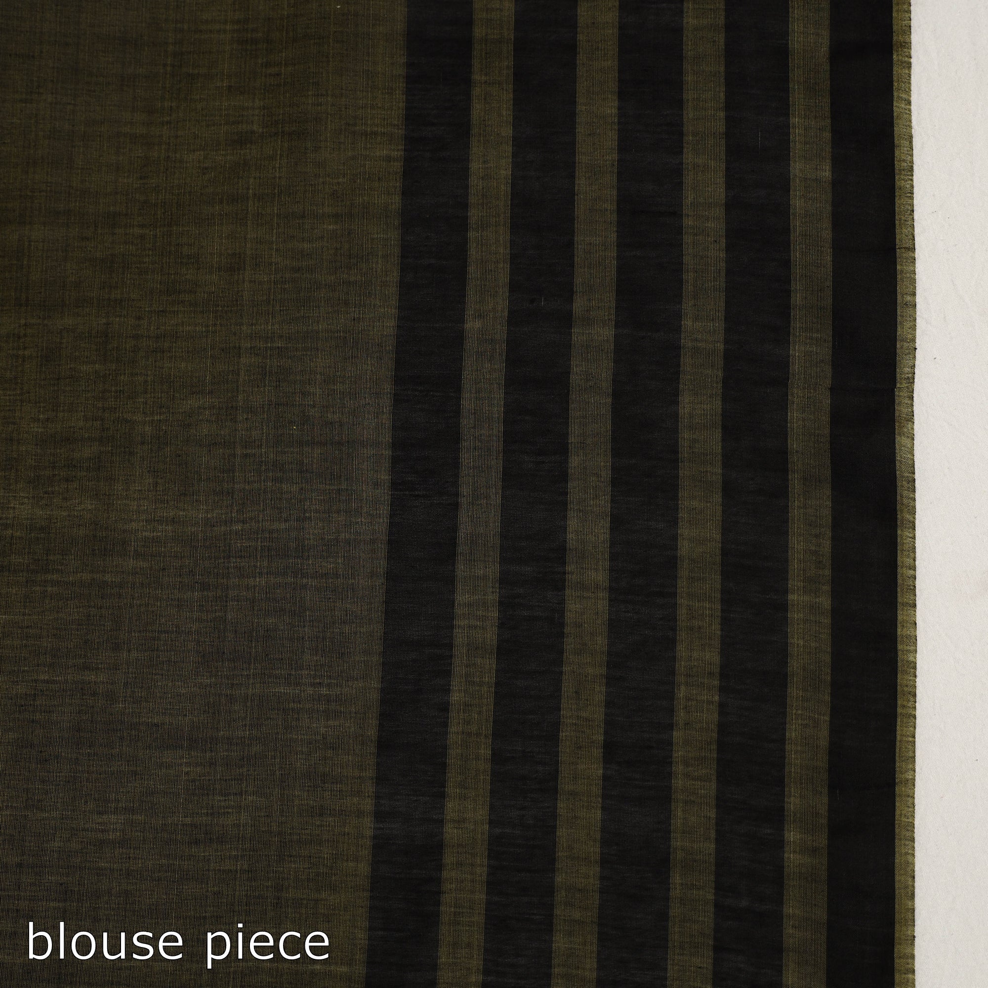 BUN.KAR BIHAR BY SRIJANI FOUNDATION Brown - Black & Light Yellow Mulberry Silk Saree with Plain Olive Green Body - view 6