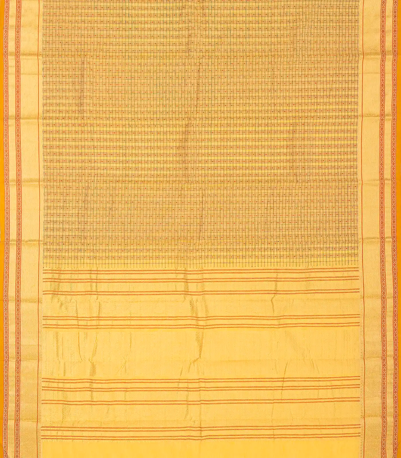 RmKV Sandal Handloom Kanchi Cotton Saree With Checks & Diamond Motifs - view 2