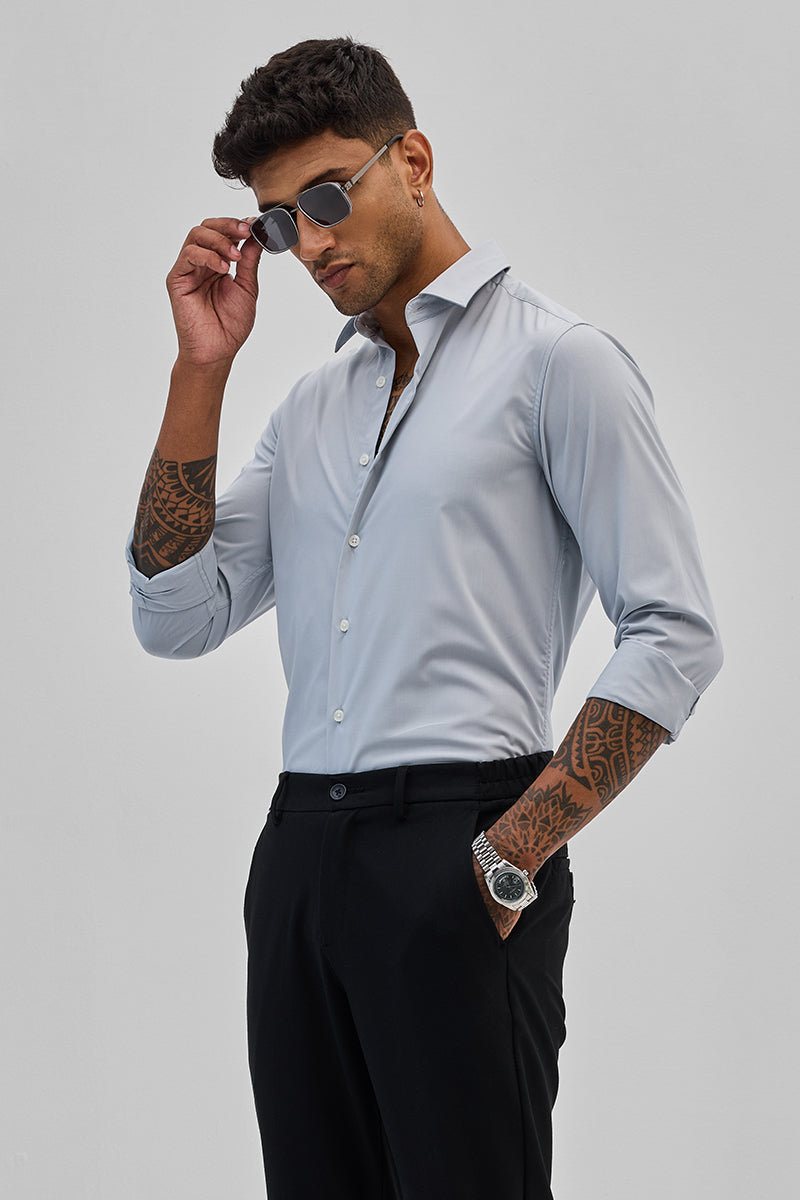 SNITCH Light Blue Slim Fit Stretch Shirt - view 4