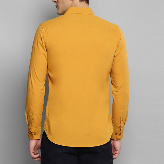 BlackTree Premium Cotton Blend Solid Shirts (Mustard) - view 3