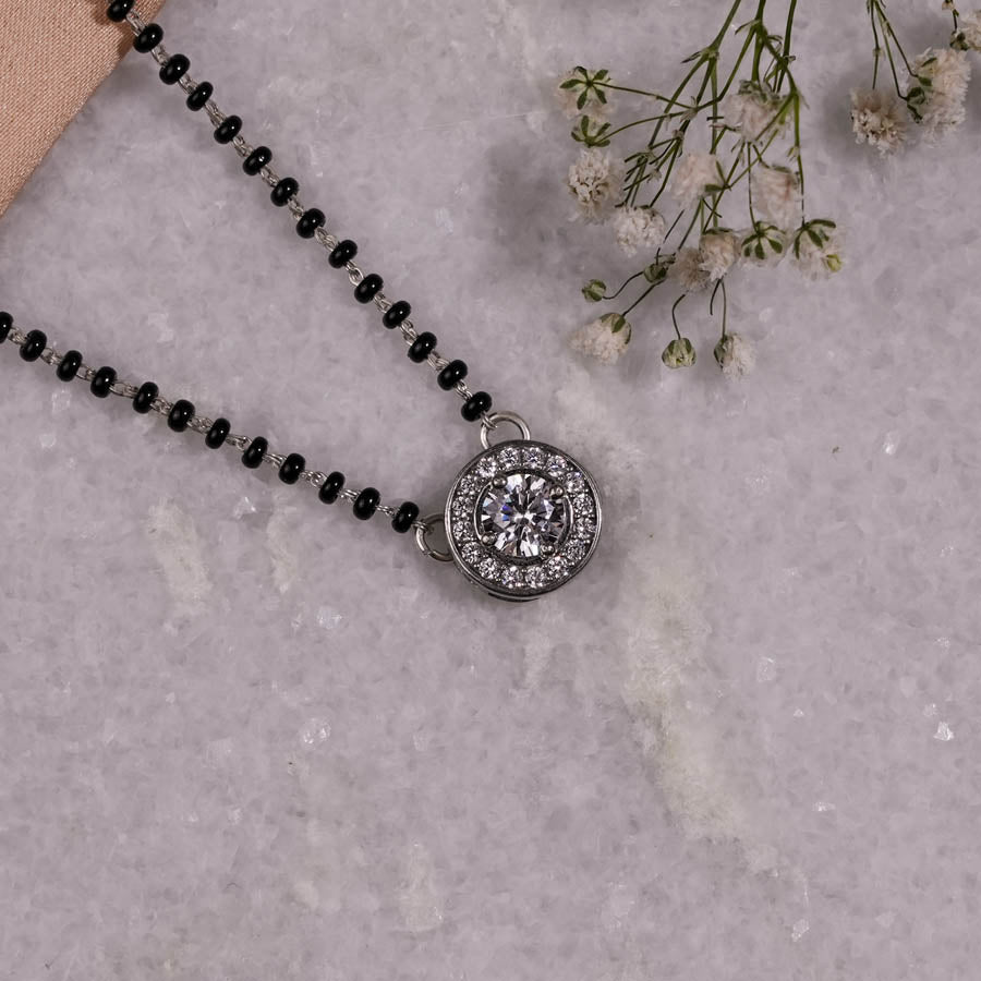Prinjal Jewellers 1.solitaire Round Shape Mangalsutra In Silver 92.5