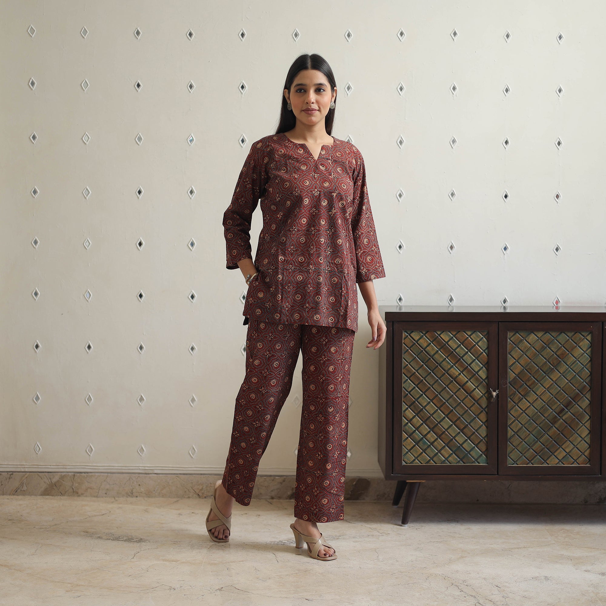 ITOKRI CASUALS Brown - Block Printed Cotton Ajrakh Co-ord Set 10 - view 2