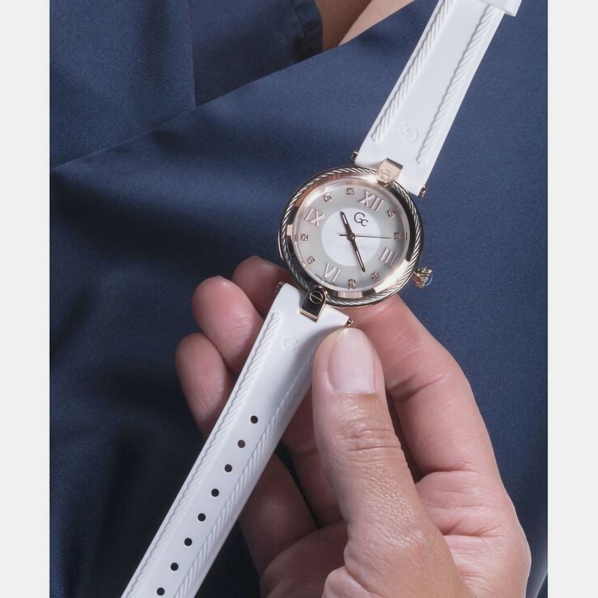 GC Fusion Cable Women Quartz White Dial Analog Silicone Watch Z15003L1MF - view 3