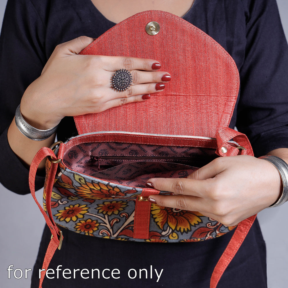 DWARAKA PLUS Black - Sling Bag - Handpainted Kalamkari Natural Dyed Ghicha Silk - view 4