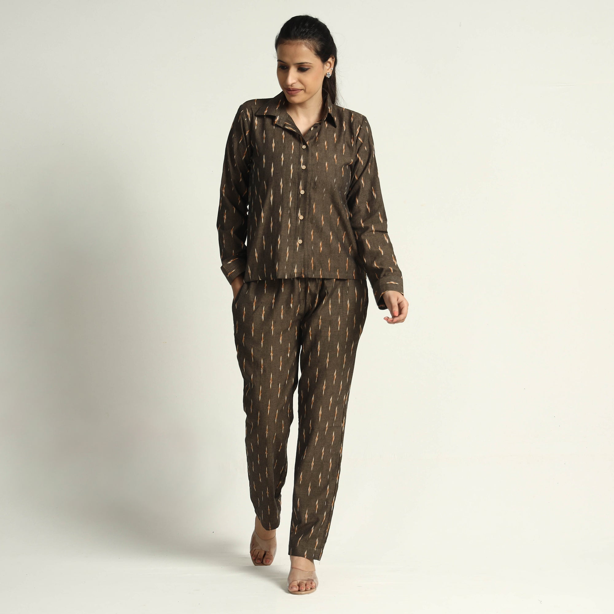 ITOKRI CASUALS Brown - Pochampally Ikat Cotton Co-Ord Set - view 2