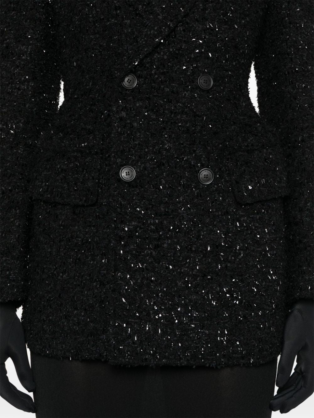Balenciaga Hourglass tweed-texture padded-shoulder wool-blend blazer - view 4