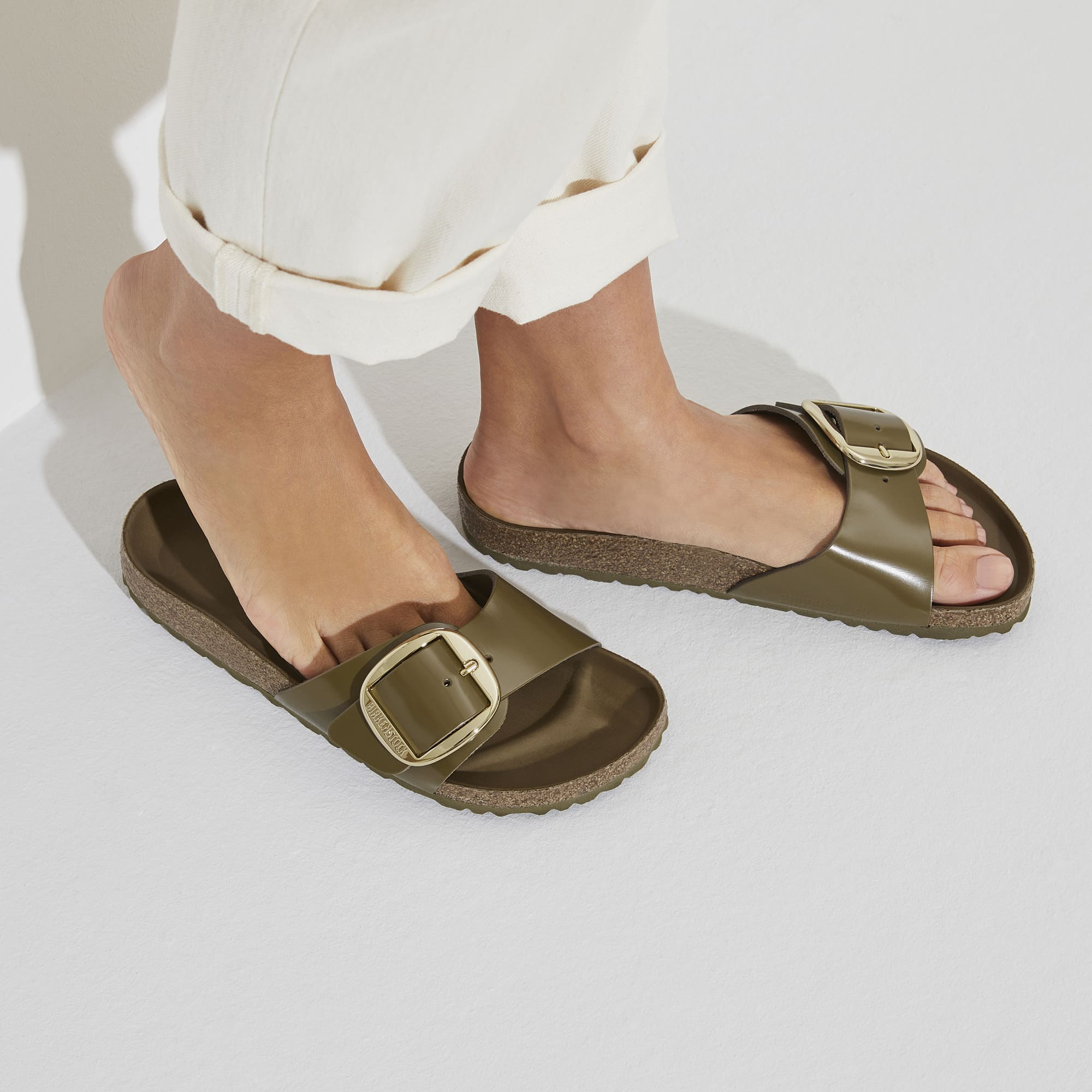 Birkenstock Madrid Big Buckle Natural Leather Patent - view 8