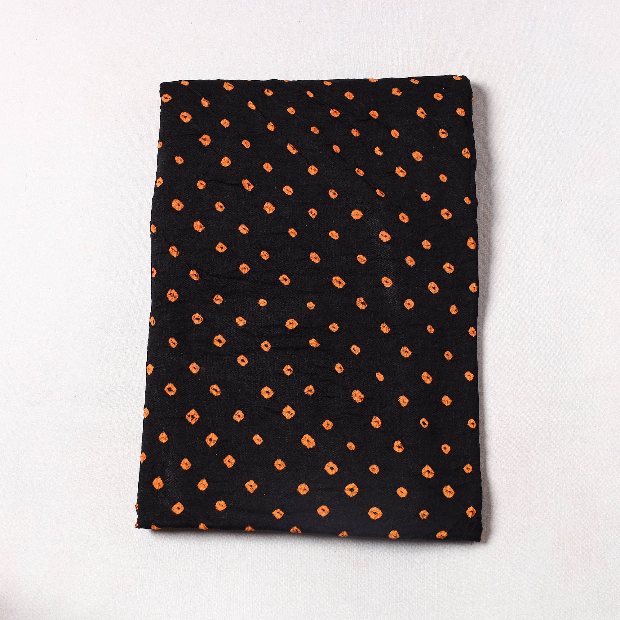 KACHCHH JI CHHAAP Black - Kutch Bandhani Tie-Dye Cotton Precut Fabric (2.3 meter) 72