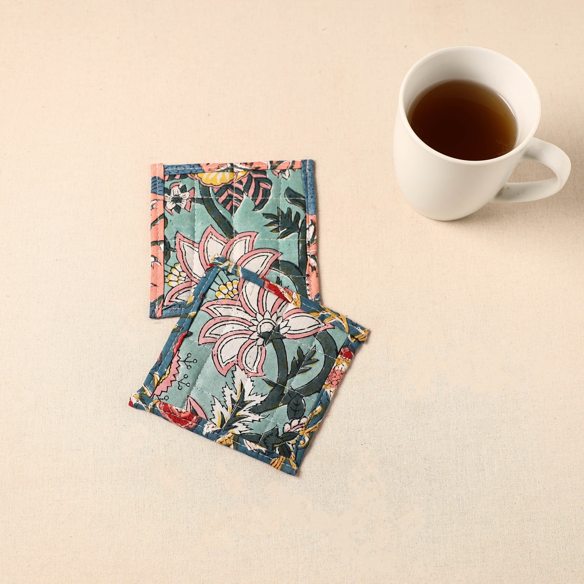 JALPARI Floral Print Cotton Quilted Coasters (Set of 2) 36 - view 2