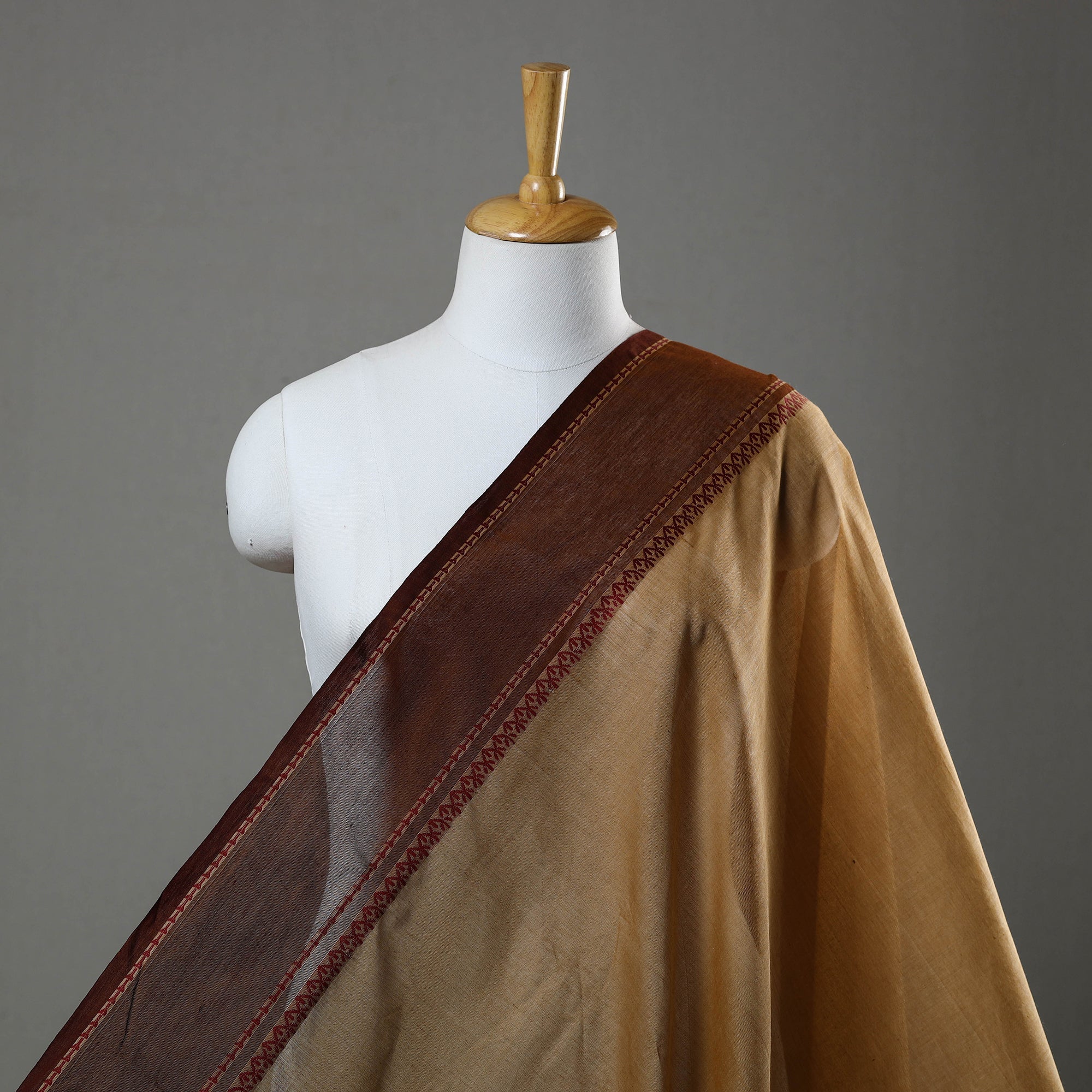 SOUTH KARGHA Brown - Cotton Kanchipuram Fabric with Thread Border 09