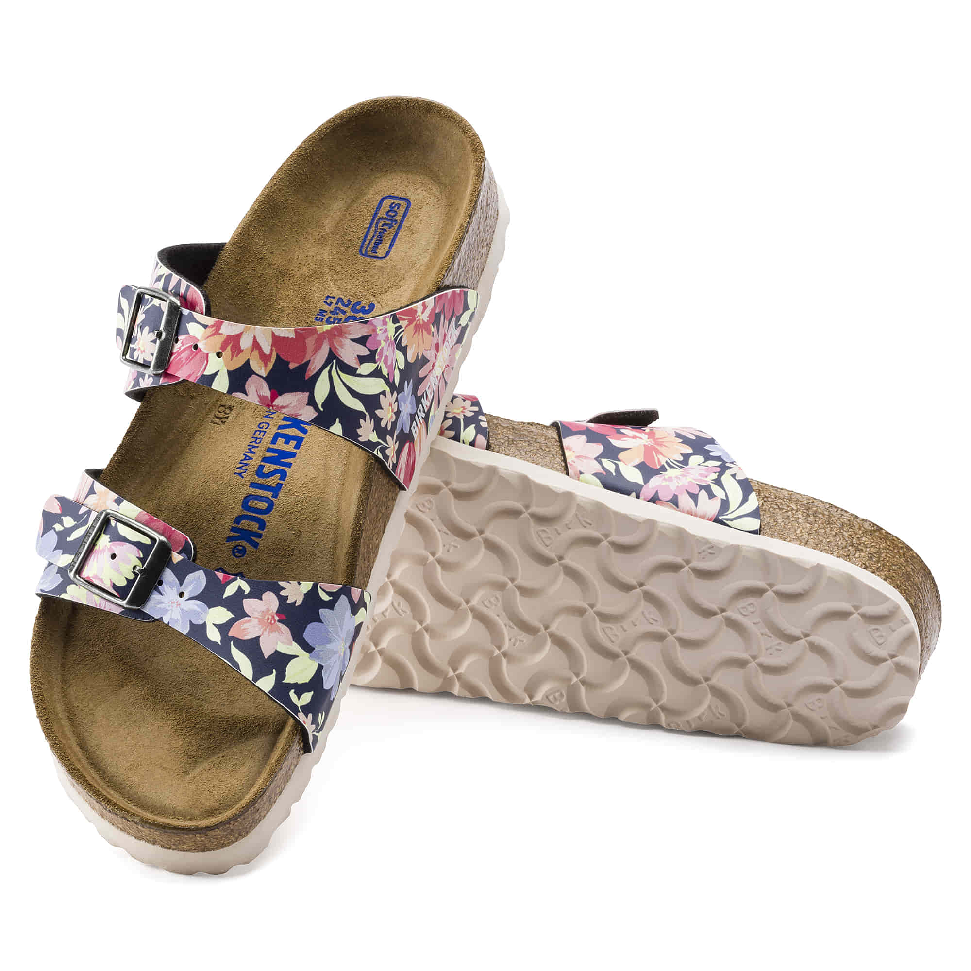 Birkenstock Sydney Soft Footbed Birko-Flor – Blue Blue/Supernatural Flowers Navy