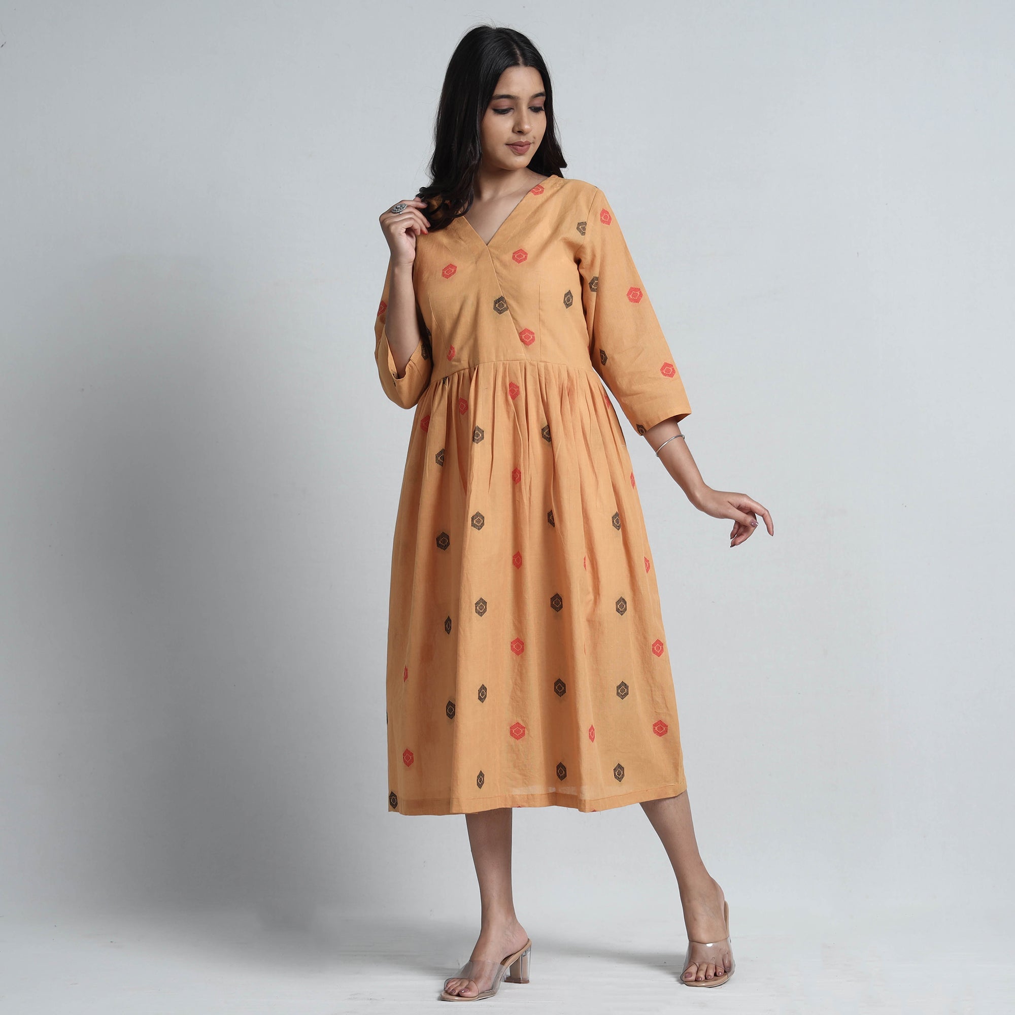 ITOKRI CASUALS Beige - Exquisite Jacquard Cotton Dress