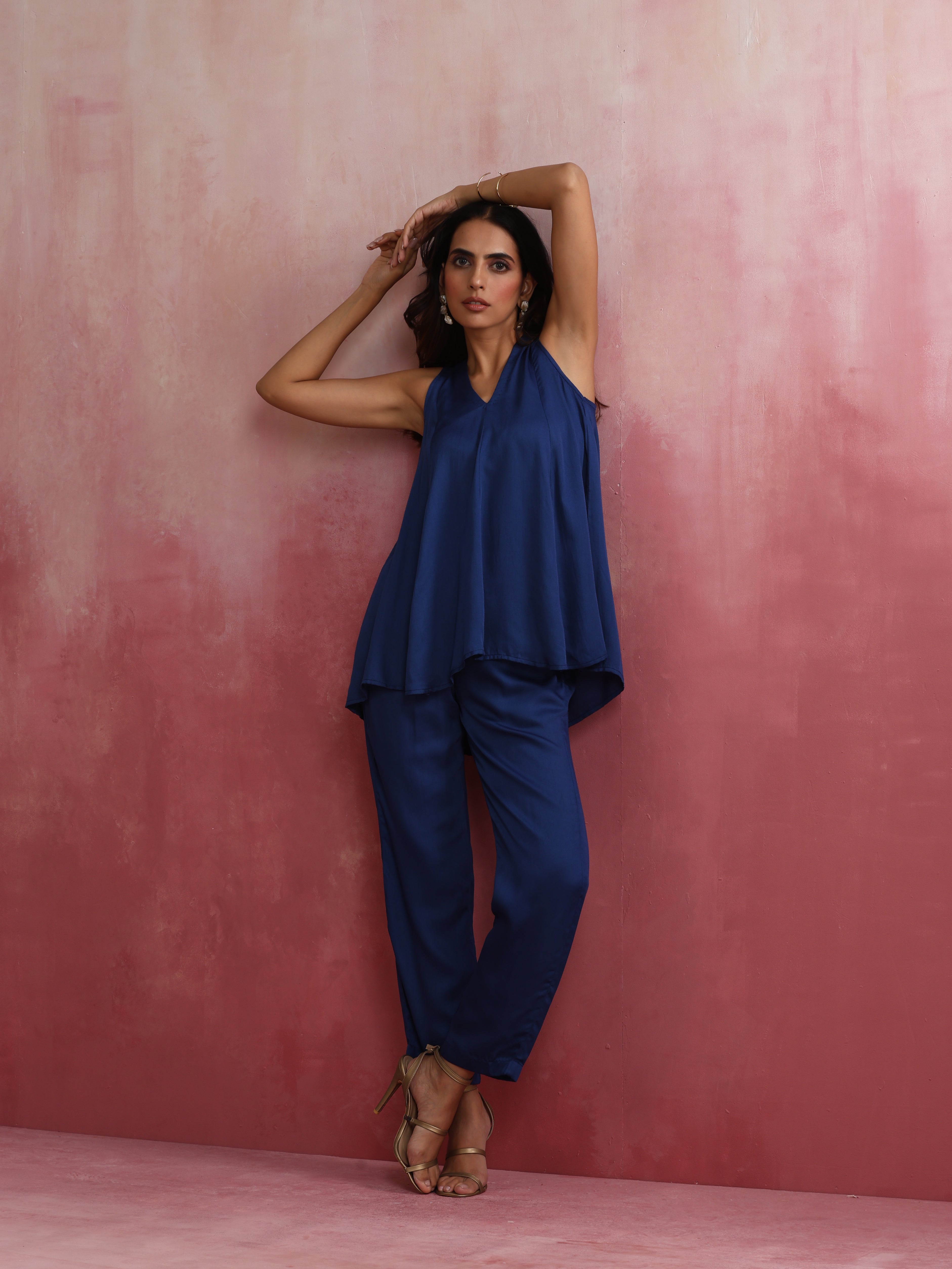 trueBrowns Blue Modal Flared Co-ord Set - view 8
