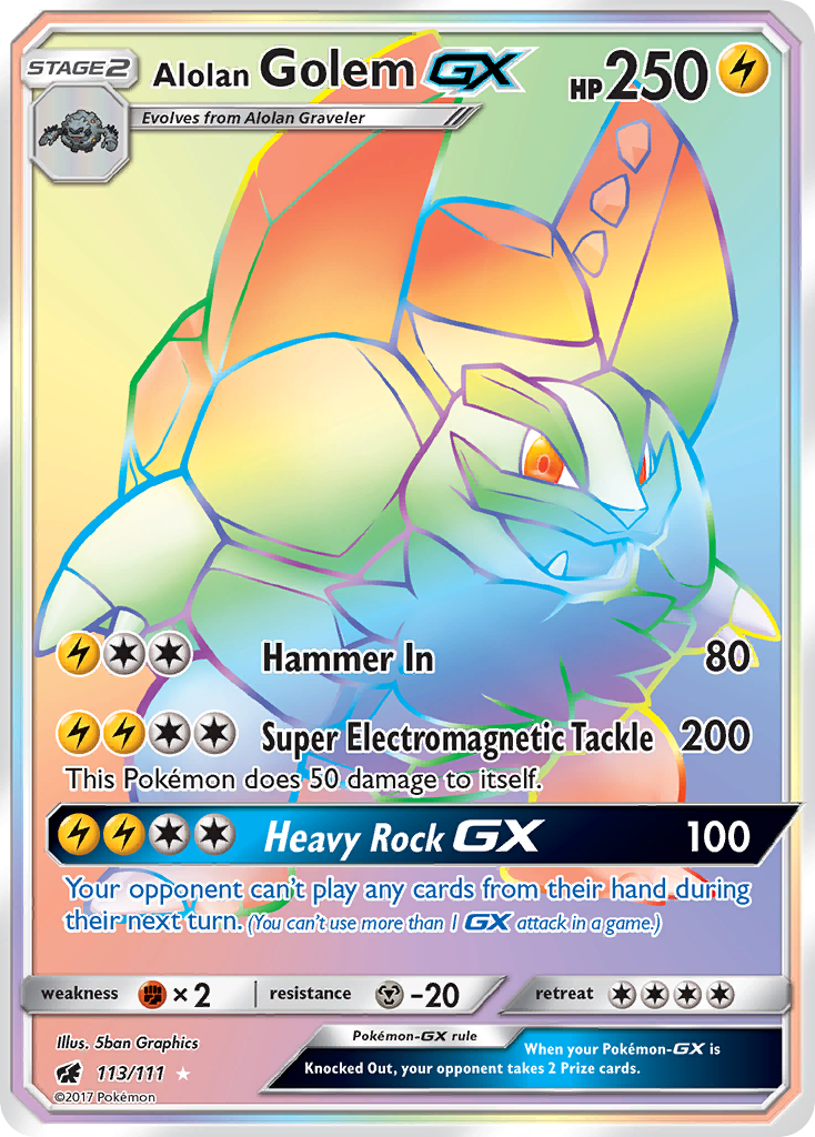 Rare secret sm4-113 – Pokémon Alolan Golem-GX - 113/111 - Rare Secret [sm4-113] [Secret] - Alolan Golem-GX - 113/111 - Rare Secret