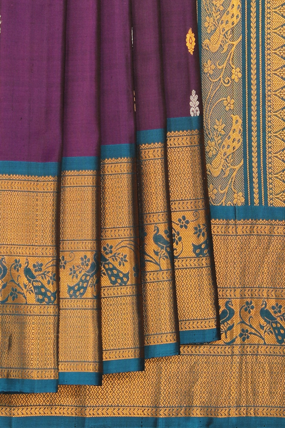 Kalanjali Gadwal Silk Violet Saree – Women's