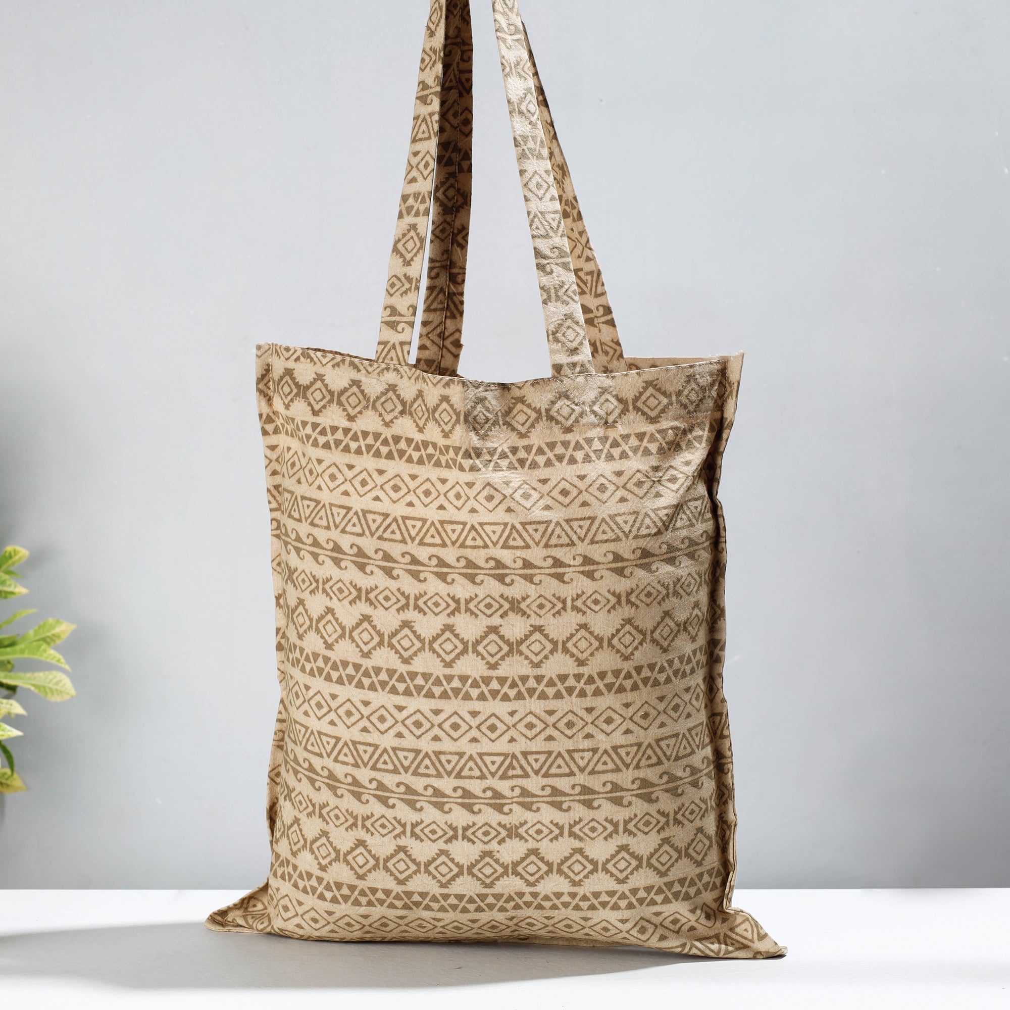 PITCHUKA SRINIVAS KALAMKARI PEDANA Beige - Pedana Kalamkari Block Printed Cotton Shopping Bag