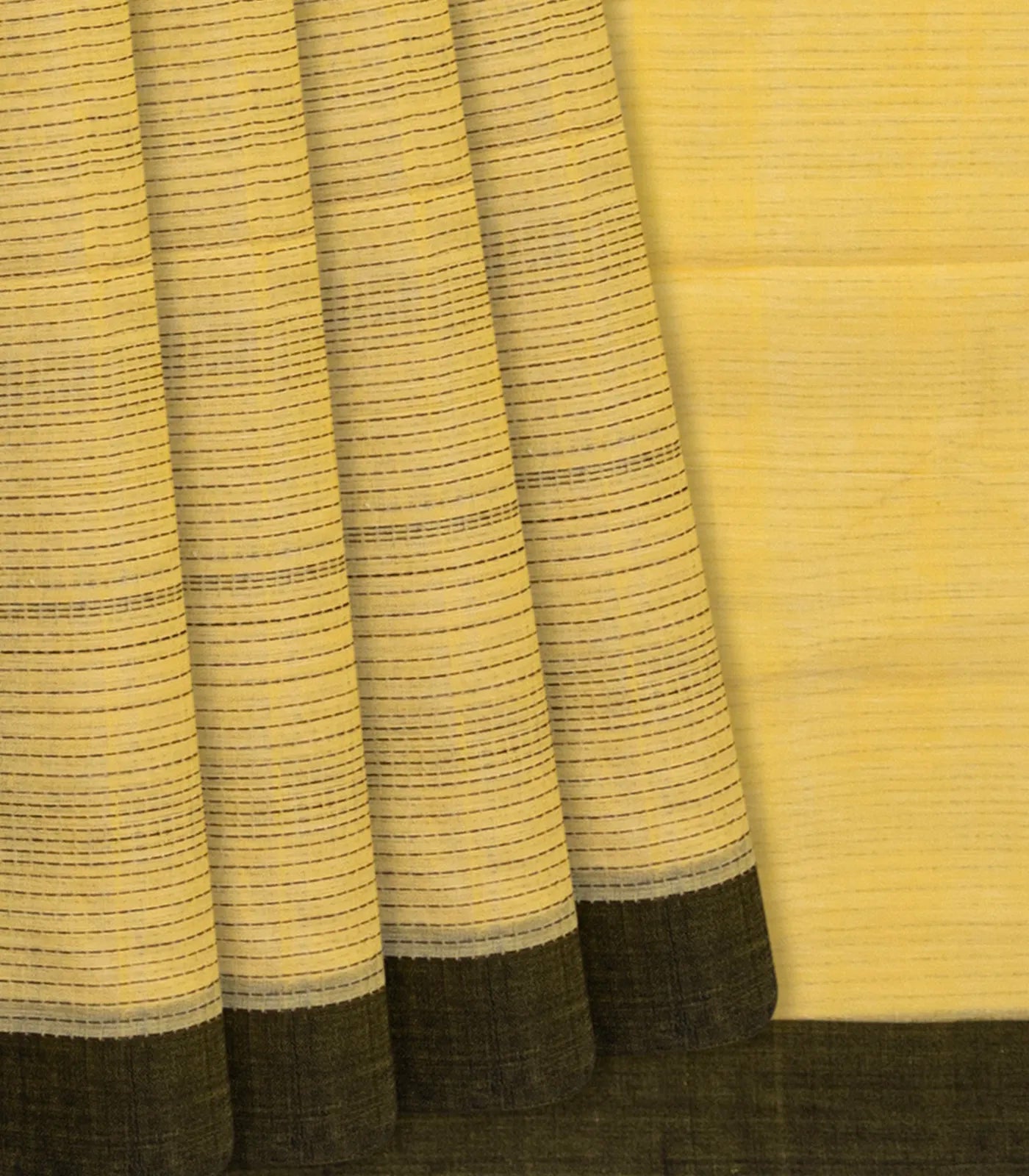 RmKV Sandal Handloom Chanderi Cotton Saree With Dotted Stripes-Sandal