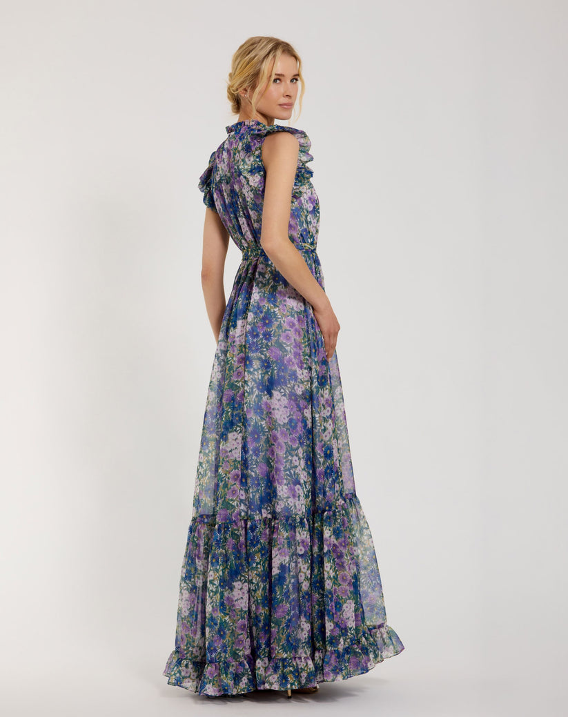 Mac Duggal 56116 A Line Floral Print Evening Formal Dress - view 2