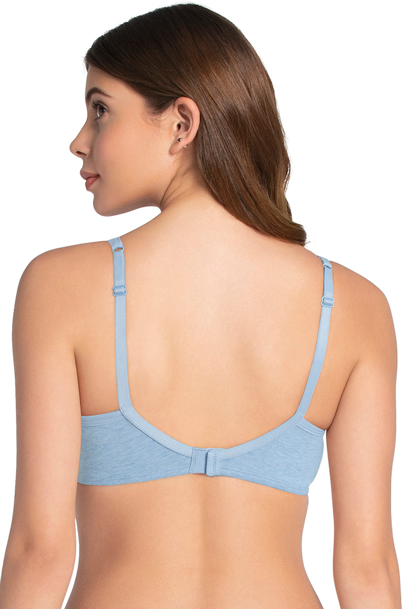 Amante Cotton Casual Padded Non-wired T-shirt Bra - Soft Chambray Marl - view 2