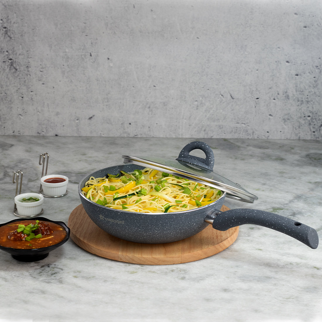 Wonderchef Renewed Granite 26cm Non-Stick Wok (without Lid) - view 4