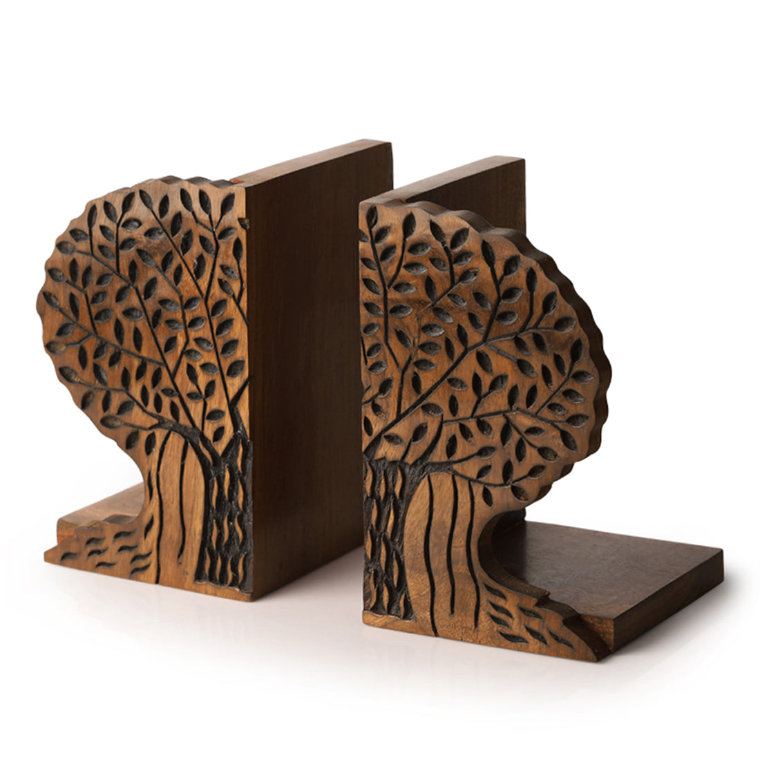 EXCLUSIVELANE 'Tree Of Life' - Hand Carved Sheesham Wood Bookend - view 4