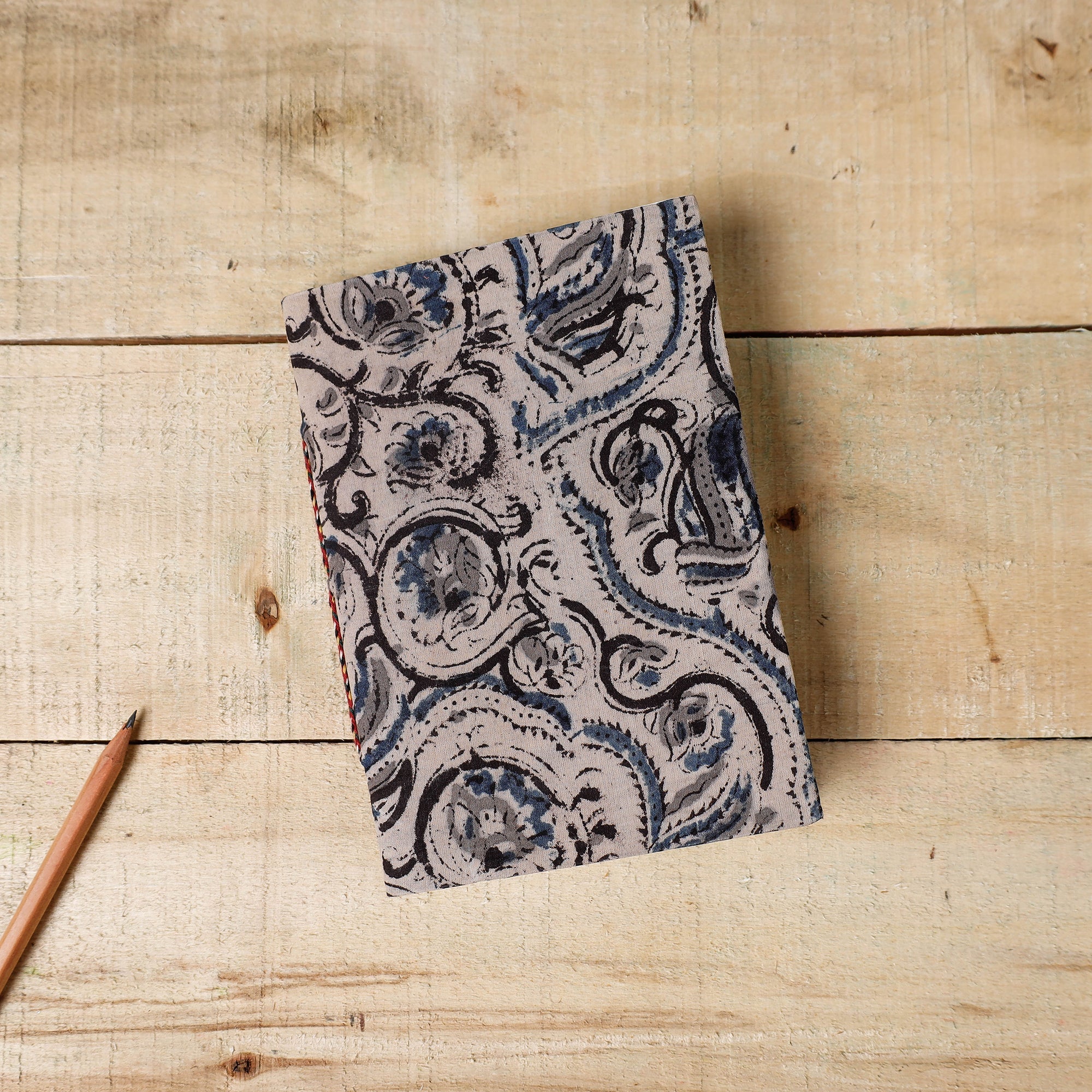 BINDAAS UNLIMITED Beige - Kalamkari Fabric Cover Handmade Paper Notebook (7 x 5 in)