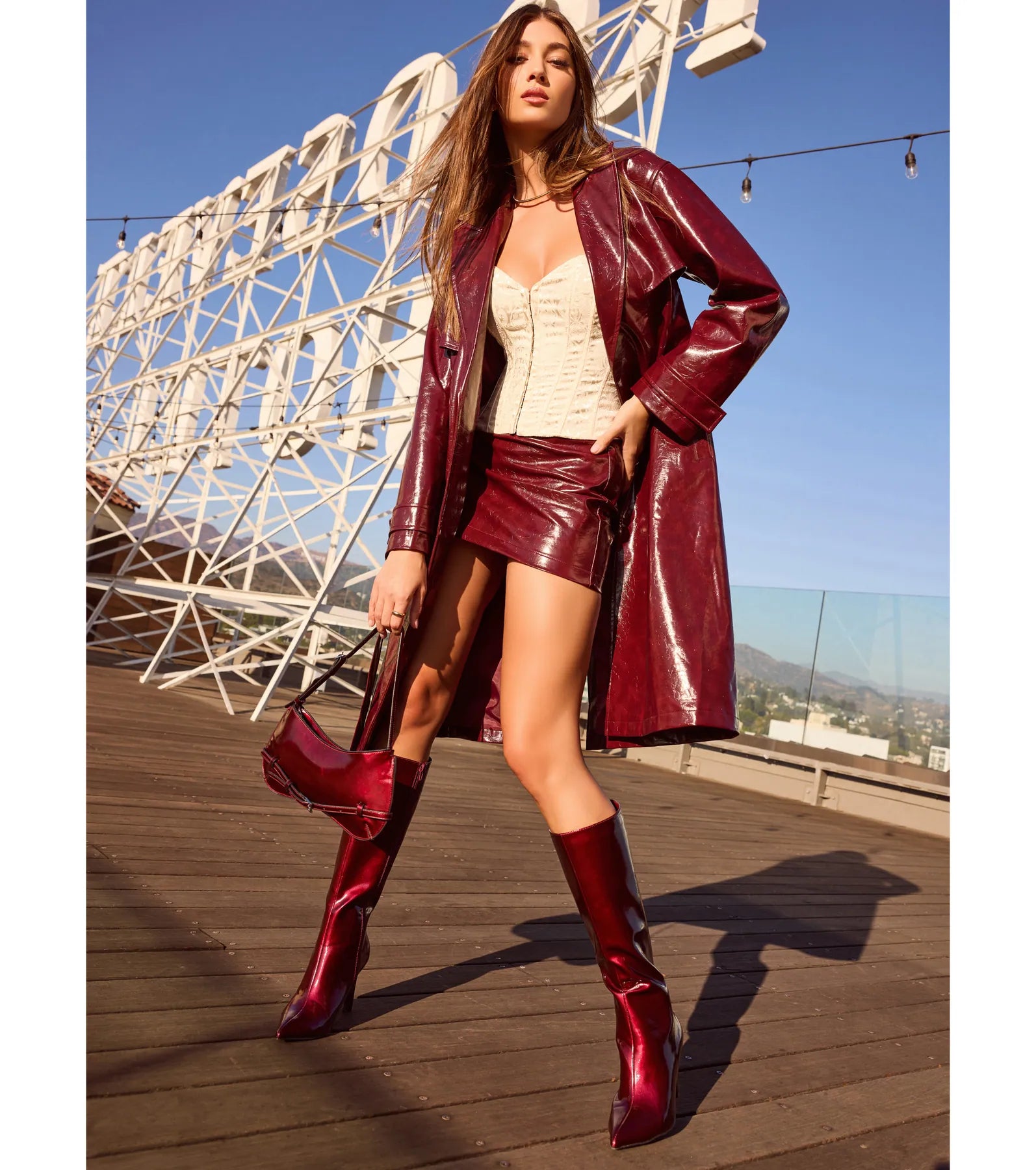 Windsor Chic Authority Faux Leather Trench Coat - view 5