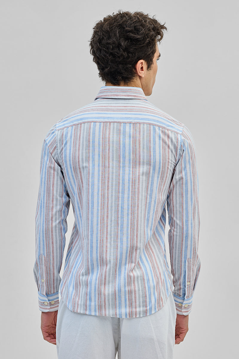 SNITCH Light Pink Stripes Slim Fit Shirt - view 7