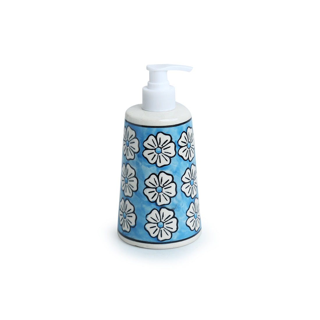 EXCLUSIVELANE 'Turquoise Mogra' Handpainted Bathroom Accessory Set In Ceramic (Liquid Soap Dispenser, Toothbrush Holder) - view 3