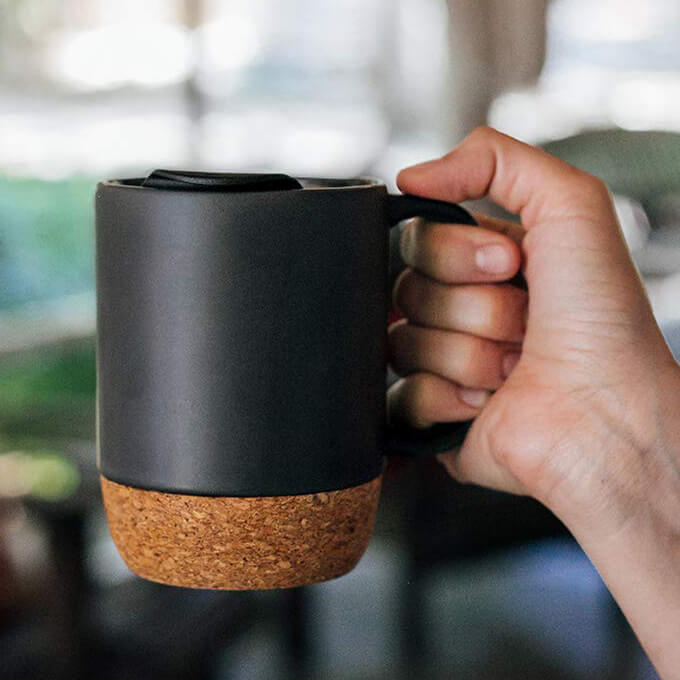 Asha Gifts Classic Black Mug with Cork Base - view 2
