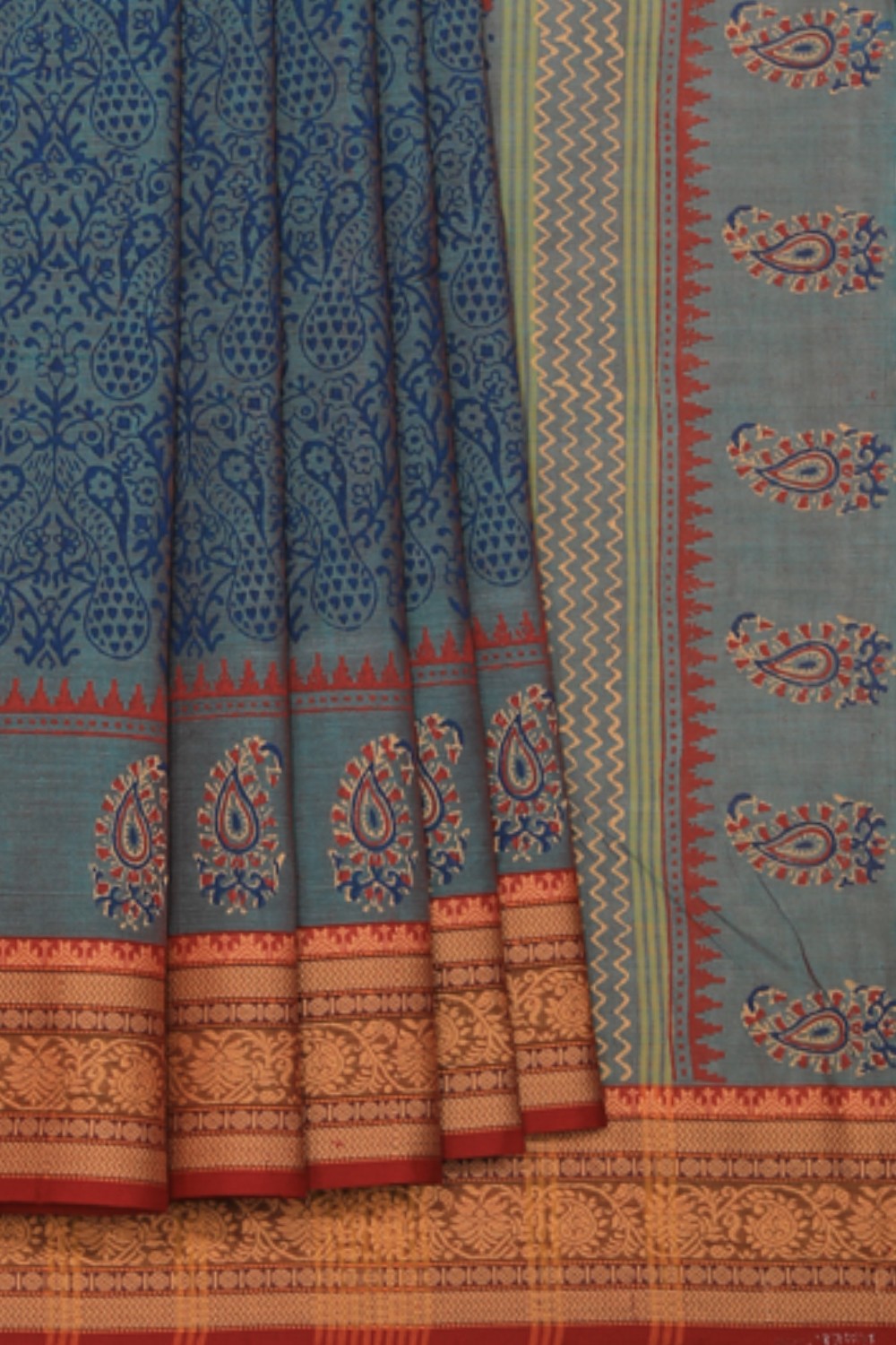 Kalanjali Ethnics Hand block printed cotton saree